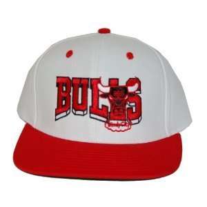  Vintage Chicago Bulls Wave Snapback Hat   2 Tone White Red 