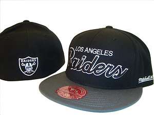   LA Raiders Mitchell Ness NFL Fitted Cap Hat Caps Black Char  6 Sizes