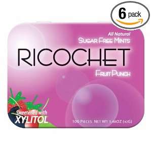 Ricochet Sugar Free Mints with Xylitol, Fruit Punch, 100 Count Tins 