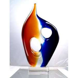  Hand Blown Sommerso Dual Color Flame Sculpture Patio 