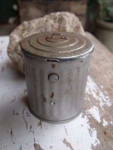 Wacky Small Older Vintage Tin Garbage Can Box Hidden Ashtray  