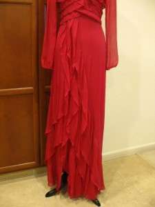 NEW$418 BCBG MAX AZRIA CHAY SILK Chiffon Long DRESS Cocktail Gown in 