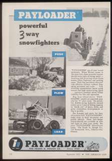 1953 Hough Payloader as snow plow Minneapolis photo ad  