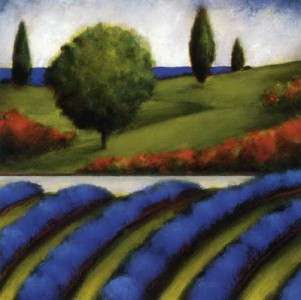LAVENDER FIELDS Oil Painting 24x24 Modern Landscape  