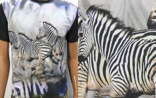 Mens Black White Zebra Print T Shirts M  