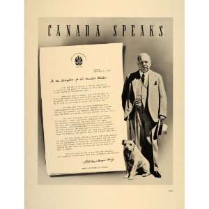  1941 Ad Canada WWII Prime Minister W. L. Mackenzie King 