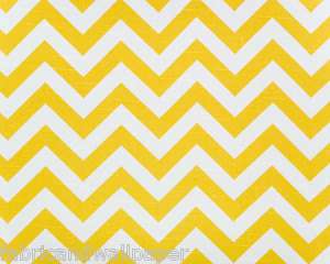 Yellow & White Chevron Fabric Zig Zag Print Curtain Fabric  