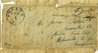 1845 FRAKTUR,STAMPLESS COVER,COON,BATTLE 1844  