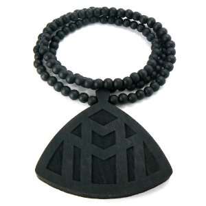 Black Wooden Maybach Music Pendant with a 36 Inch Wood Beaded Necklace