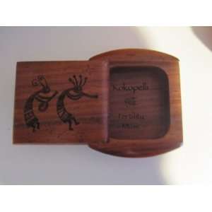   Padauk Kokopelli engraved Wood Pill / Snuff box 
