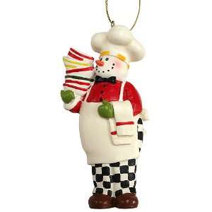  Snowman Chef With A Stack Of Dishes Christmas Ornament 3 