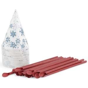    25 Cone Cups & 25 Spoon Straws for Snow Cones