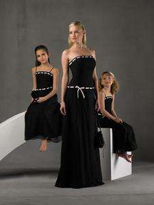   Black Chiffon Bridesmaid Dress Evening Gown Girls Prom Dresses  
