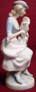 PALES porcelain Spain GIRL POODLE DOG figurine  