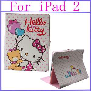 New hello kitty Ultra Slim Leather Case Cover With Stand For IPAD2 