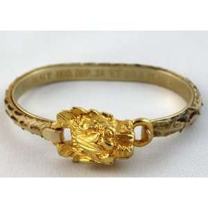  24 KT Gold Plated Dragon Head Snake Skin Statement Bracelet Jewelry