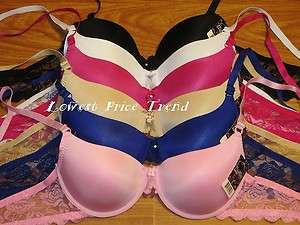 BRAS BR9775PL PLAIN LACE BAND UNDERWIRE LOT 34C LIGHTLY PADDED NEW 