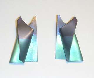   MODERNIST Annodized ALUMINUM Studio EARRINGS Signed CHM 925 WOW  
