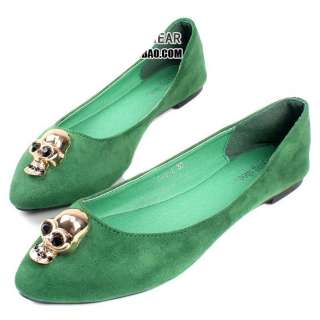 Fashion Cool Skull Flat Pointy Toe PU Womens Shoes 2012 New Spring 