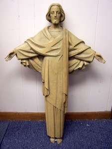 Huge Church Wood Carved Statue Risn Christ Jesus 42  