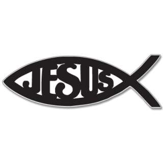 Ichthys Jesus Fish Christian car sticker decal 5 x 3  