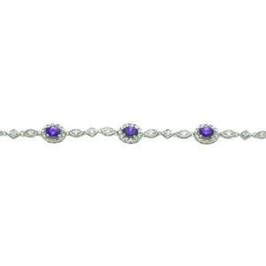  Sterling Silver Cubic Zirconia Fancy Link Bracelet 