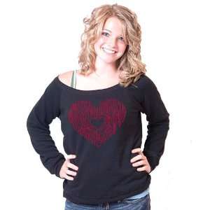  Woodgrain Heart Slouchy Wideneck Sweater 