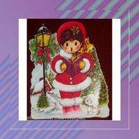VINTAGE CHRISTMAS PAPER WINDOW DECORATION POSTER CAROLER DYE CUT 15 x 
