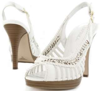 White Woven HEEL Pumps platform leather can 10  