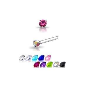   Silver Nose Studs Rings 3 Clawed 1.5mm Gem 22G FREE Nose Ring Backing