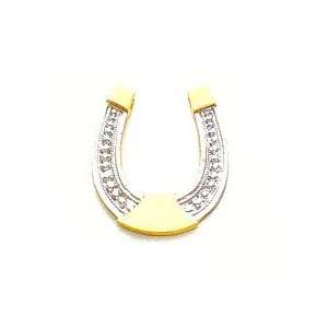    Charm   14kt Gold & Rhodium Polished Horseshoe Slid Jewelry