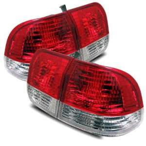  96 98 Honda Civic 4 Dr Red/Clear Tail Lights Automotive