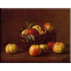  Apples in a Basket on a Table 30x23 Streched Canvas Art by 