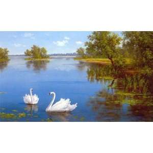  Slava   Swans On the Lake Size 32 x 20   Poster by Slava 