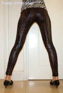 Shiny brown zebra & leopard print leggings punk pt455  