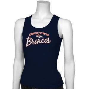   Navy Blue Ladies Scripted Tunic Length Tank Top