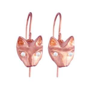  Playing Cat Earrings in Rose Gold Over Brass with Fresh 