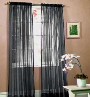 PC BLACK SHEER VOILE WINDOW CURTAIN PANEL 58X84 A15472  
