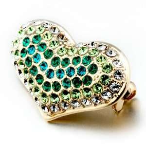  Green Gradient Color Crystal Heart Brooches And Pins 