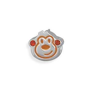Sterling Silver Charm Bead Orange Monkey   Compatible with Bracelets 