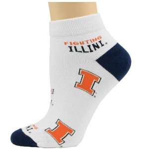   Illini Ladies White All Over Team Logo Socks