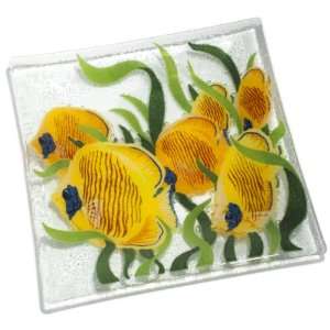   Karr Tropical Fish 10 Inch Handmade Art Glass Plate