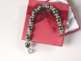 Bracelet 12mm Tahitian Black Shell Pearls w/ Bali Caps  
