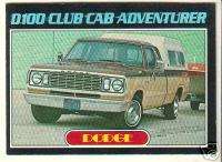 1977 DODGE D100 CLUB CAB ADVENTURER PICKUP TRUCK Card  