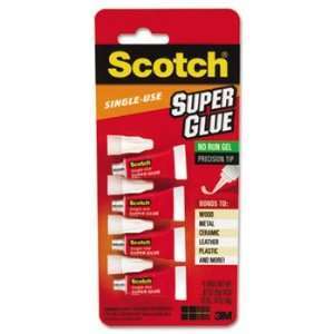  Scotch Single Use Super Glue, 1/2 Gram Tube, No Run Gel, 4 