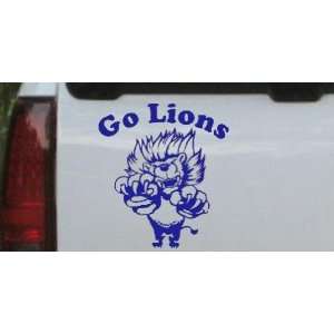 Blue 10in X 9.0in    Go Lions Team Sports Car Window Wall Laptop Decal 