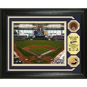   Miller Park Authenticated Infield Dirt Coin Photo Mint w/24KT Gold
