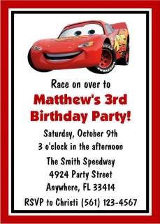 Disney Cars Birthday Invitations Favor Tags Candy Water  