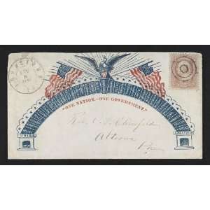 Civil War envelope,arch listing Union states,One Nation.  One 