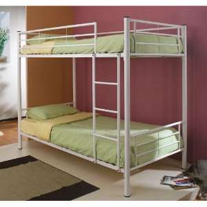  Twin Size Metal Bunk Bed with Sleek Design in White Finish 